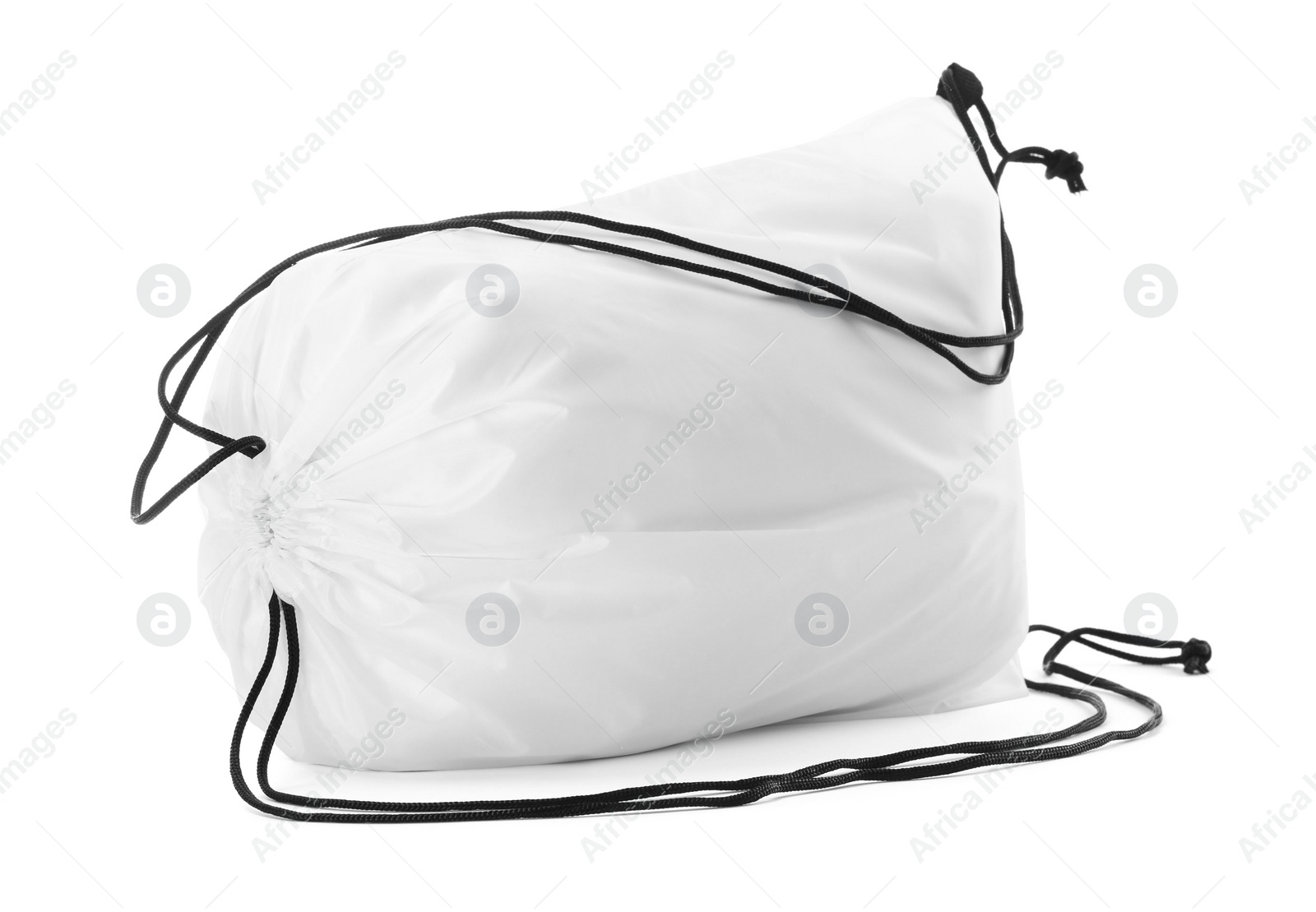 Photo of One beautiful drawstring bag isolated on white