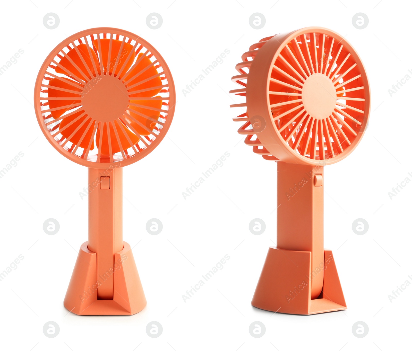 Image of Fan on white background, collage with views from different sides