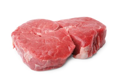 Photo of Cut fresh beef meat isolated on white