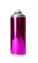 Photo of Can of spray paint on white background