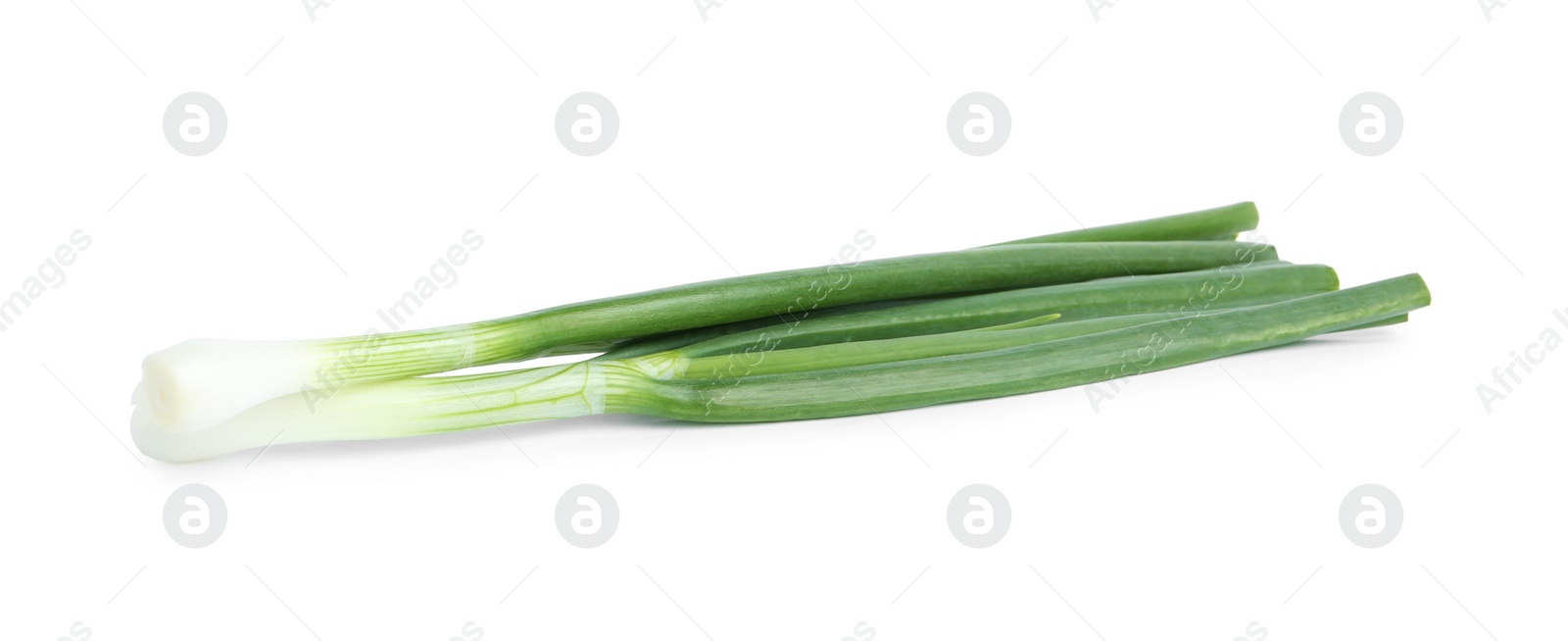 Photo of Fresh green spring onions isolated on white