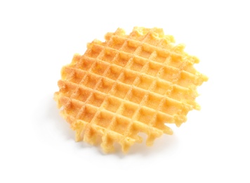 Photo of Delicious waffle for breakfast on white background