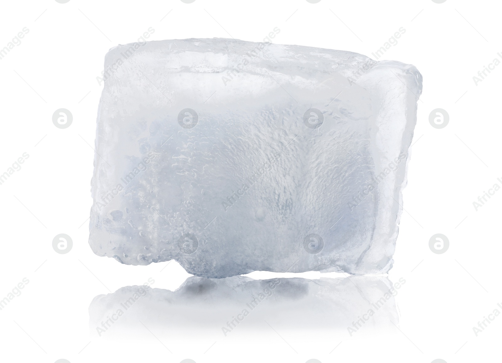 Photo of One cold ice cube isolated on white