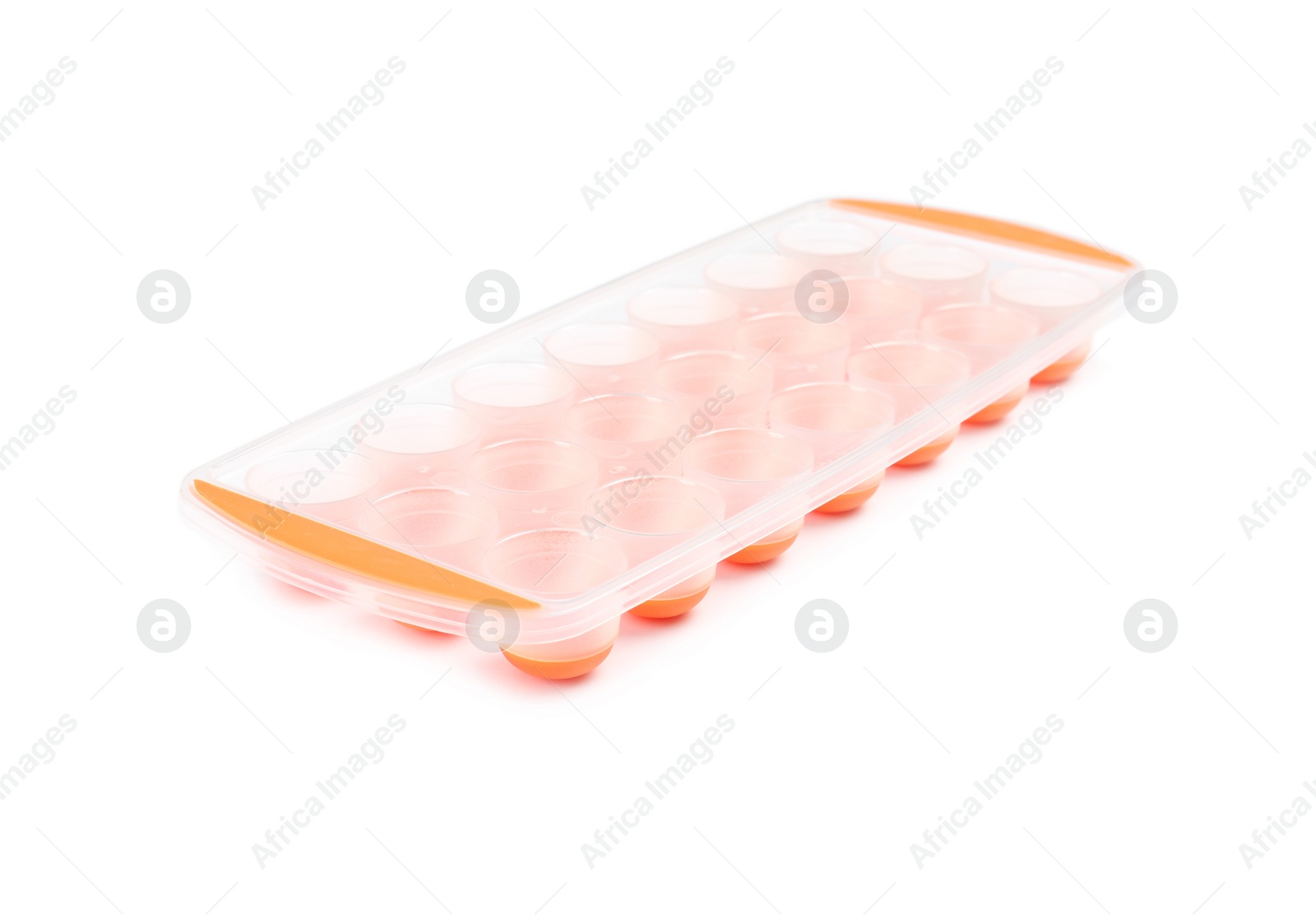 Photo of Empty ice cube tray on white background