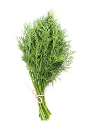 Bunch of fresh green dill isolated on white, top view