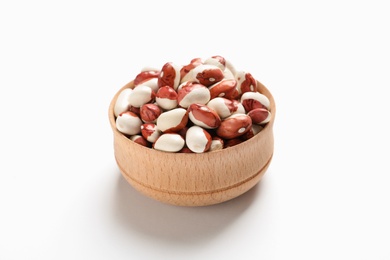 Bowl with beans on white background. Natural food high in protein