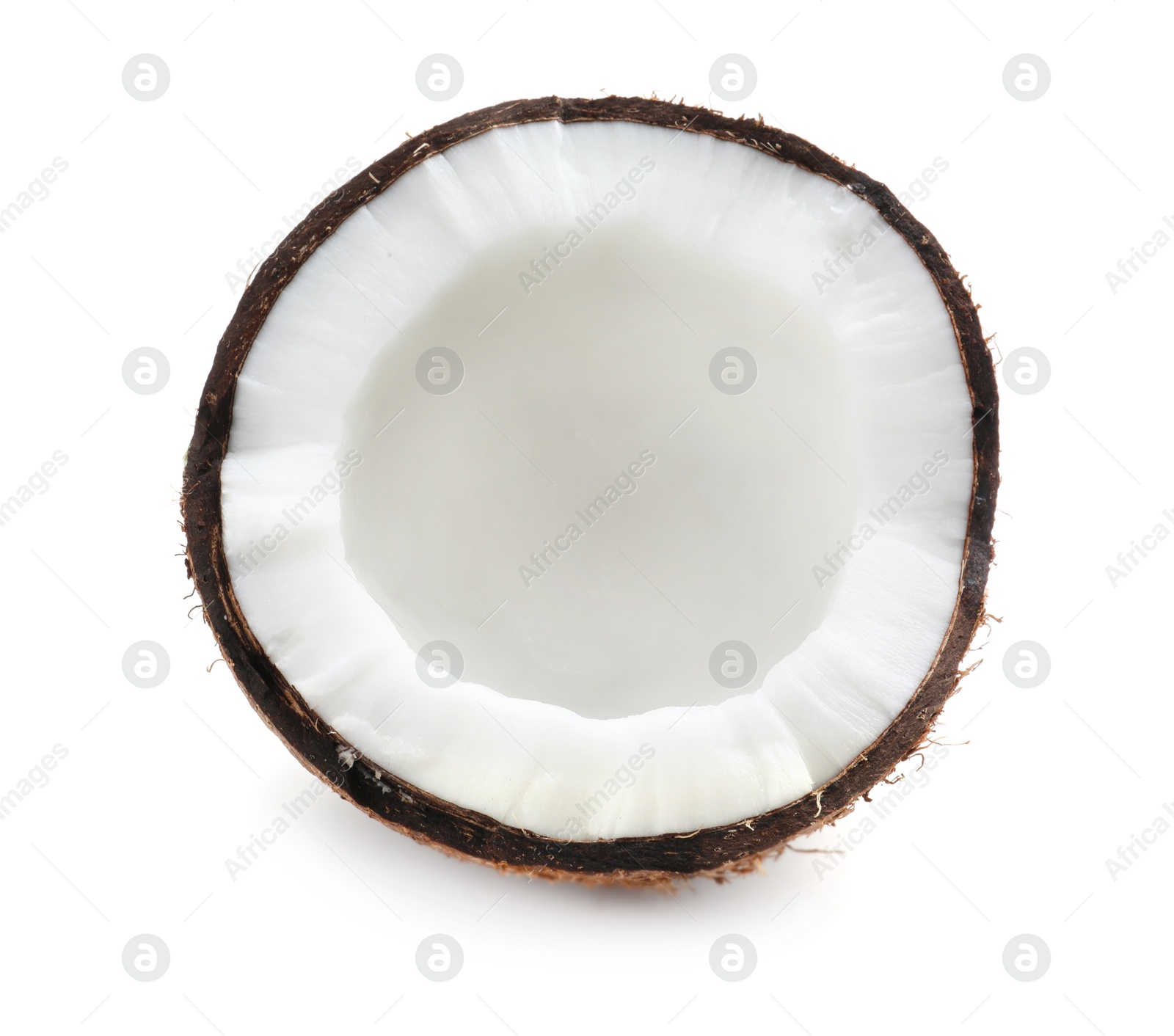 Photo of Half of ripe coconut isolated on white