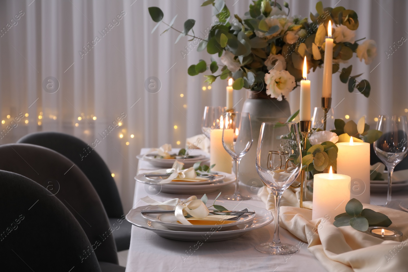 Photo of Festive table setting with beautiful decor indoors