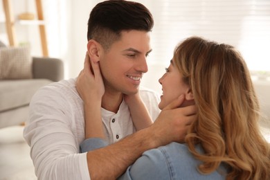 Lovely couple enjoying time together at home