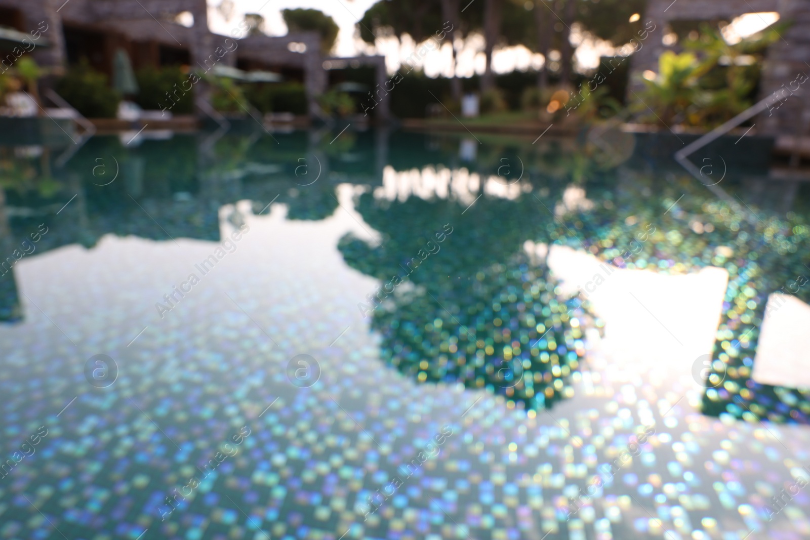 Photo of Outdoor swimming pool at resort, blurred view