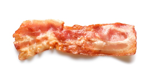 Fried bacon on white background