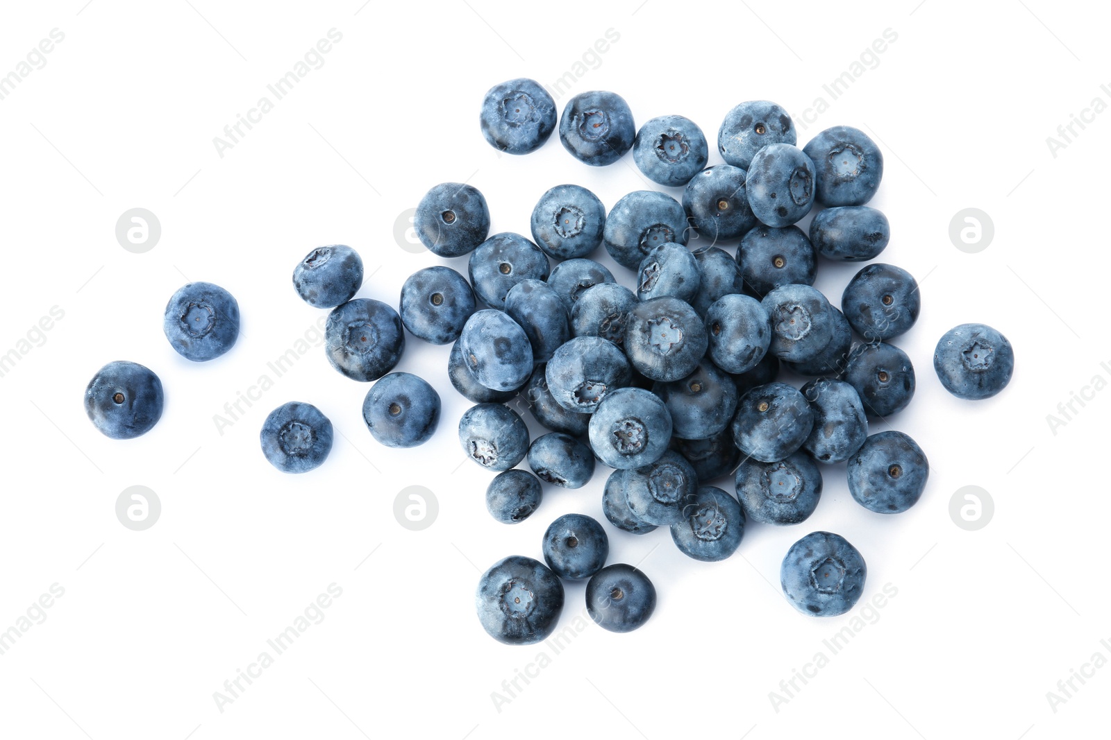 Photo of Tasty juicy ripe blueberries on white background