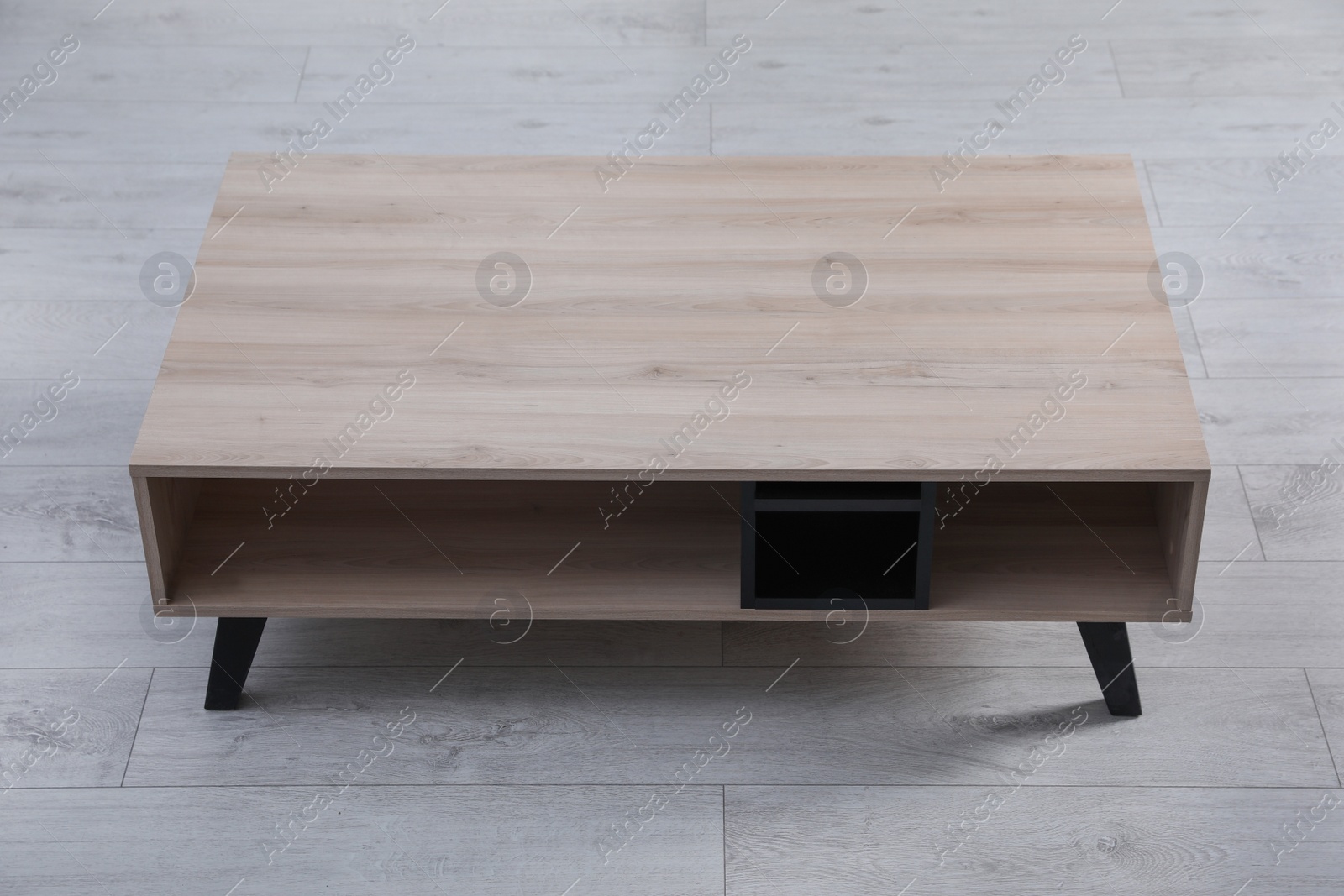 Photo of Empty wooden console table indoors. Stylish furniture