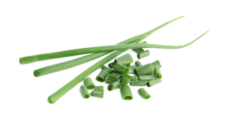 Fresh green spring onion isolated on white