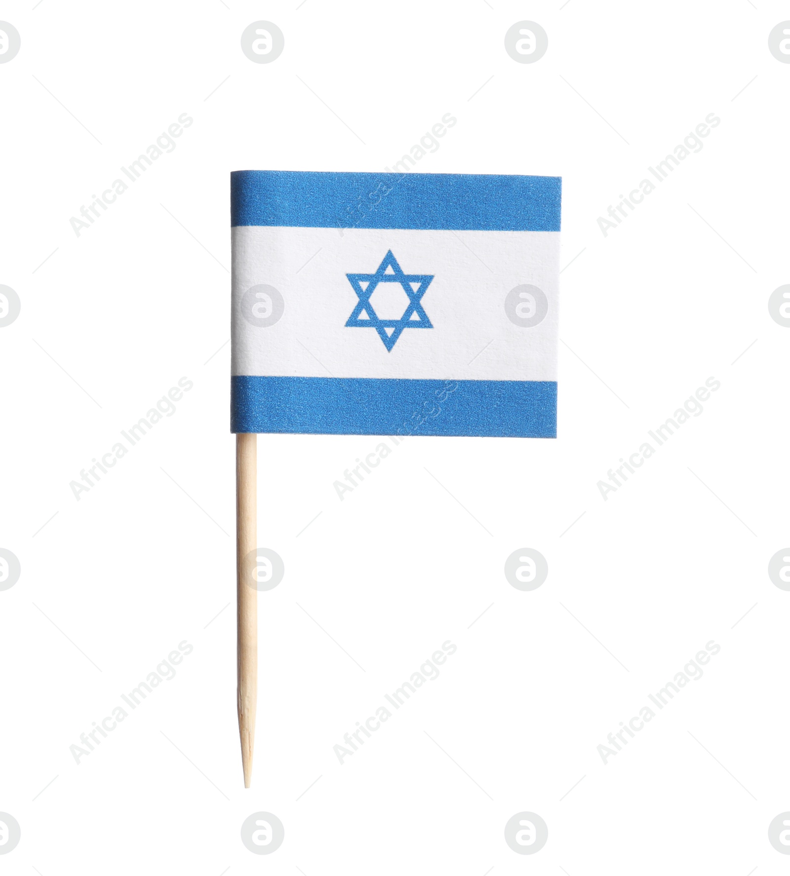 Photo of Small paper flag of Israel isolated on white