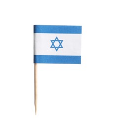 Small paper flag of Israel isolated on white