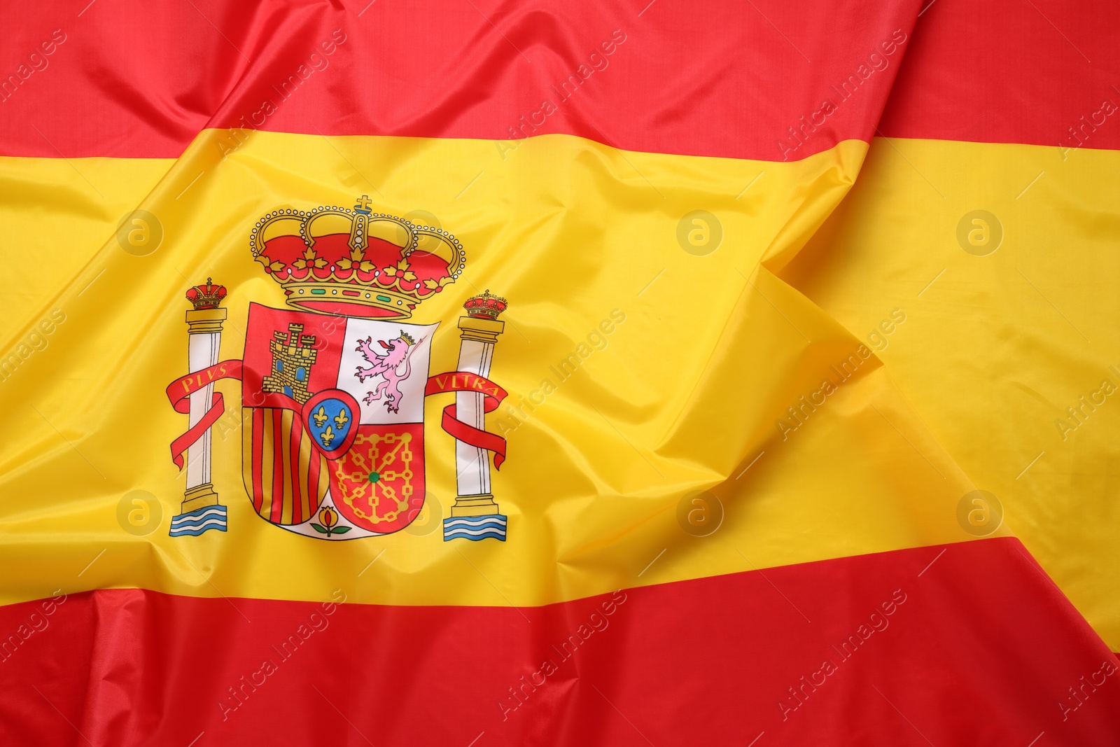 Photo of Flag of Spain as background, top view. National symbol