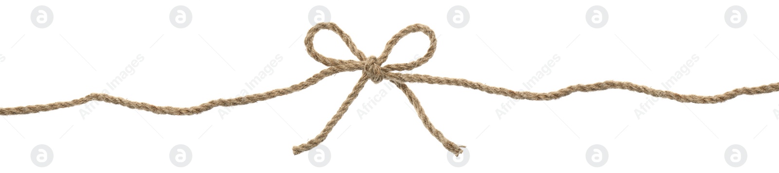 Image of Hemp rope with bow knot on white background