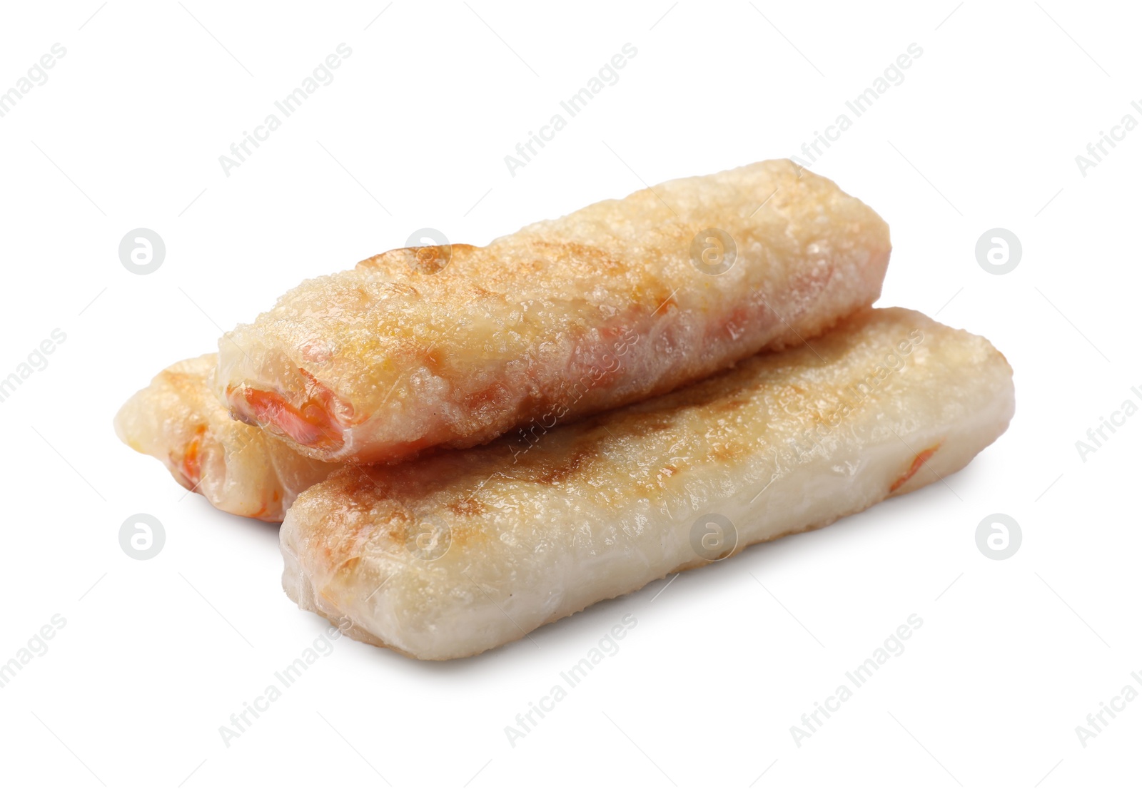 Photo of Delicious fried spring rolls isolated on white