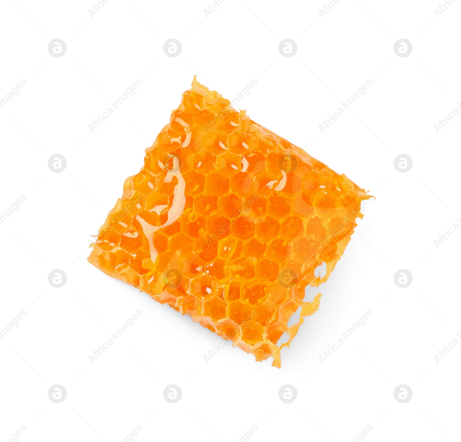 Photo of Natural honeycomb with tasty honey isolated on white, top view