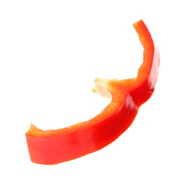 Photo of Slice of ripe bell pepper on white background