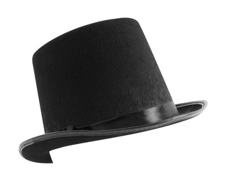 Black magician top hat isolated on white