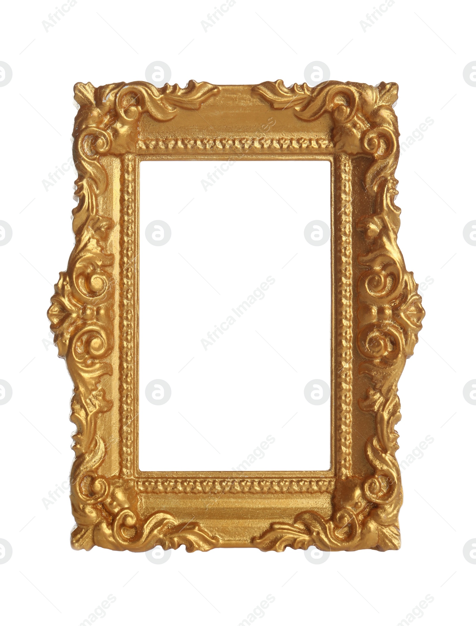 Photo of Beautiful golden vintage frame isolated on white