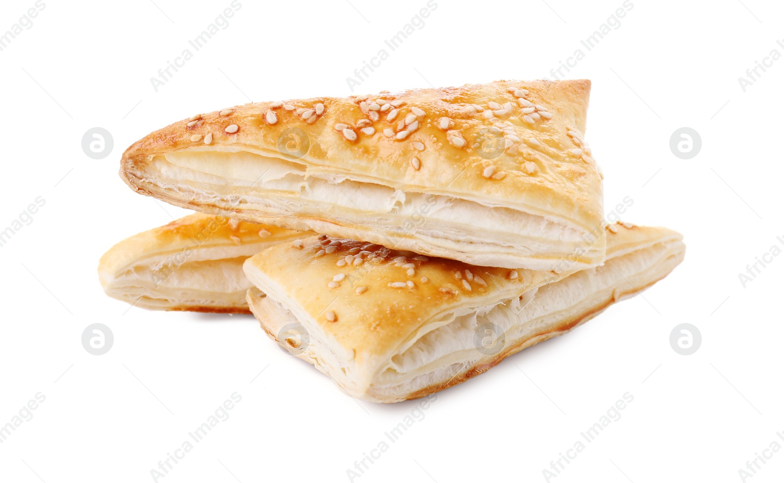 Photo of Delicious fresh puff pastries isolated on white