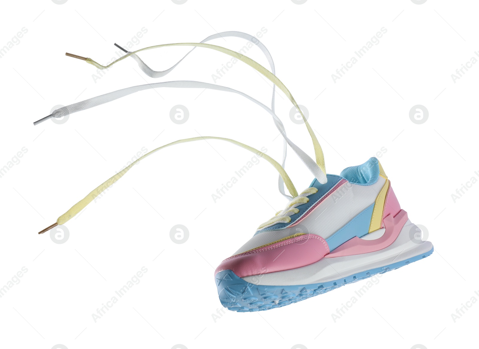 Photo of One stylish colorful sneakers isolated on white