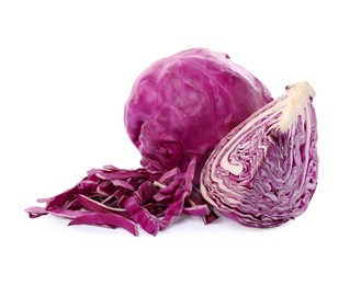 Photo of Tasty fresh red cabbage on white background
