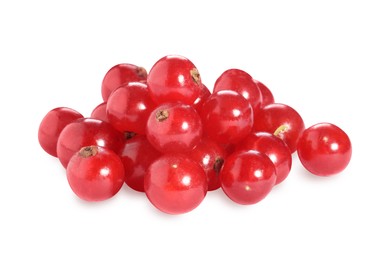Photo of Pile of fresh ripe red currants isolated on white