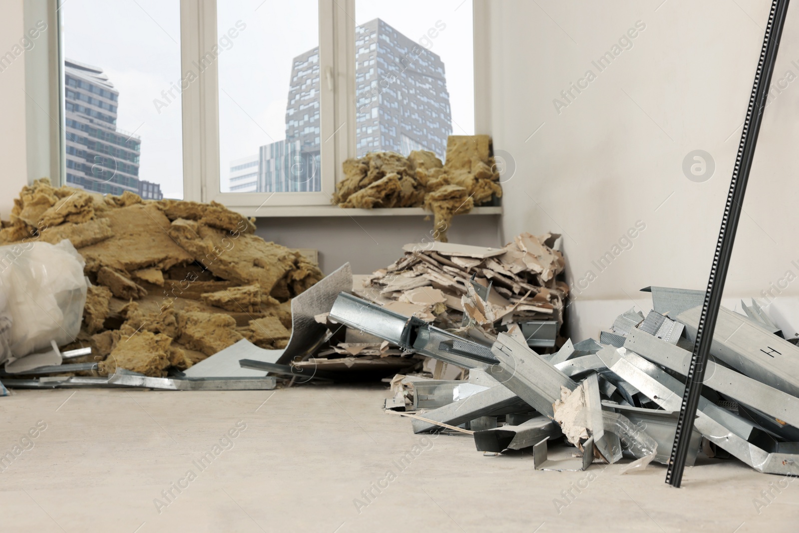 Photo of Building materials in room prepared for renovation