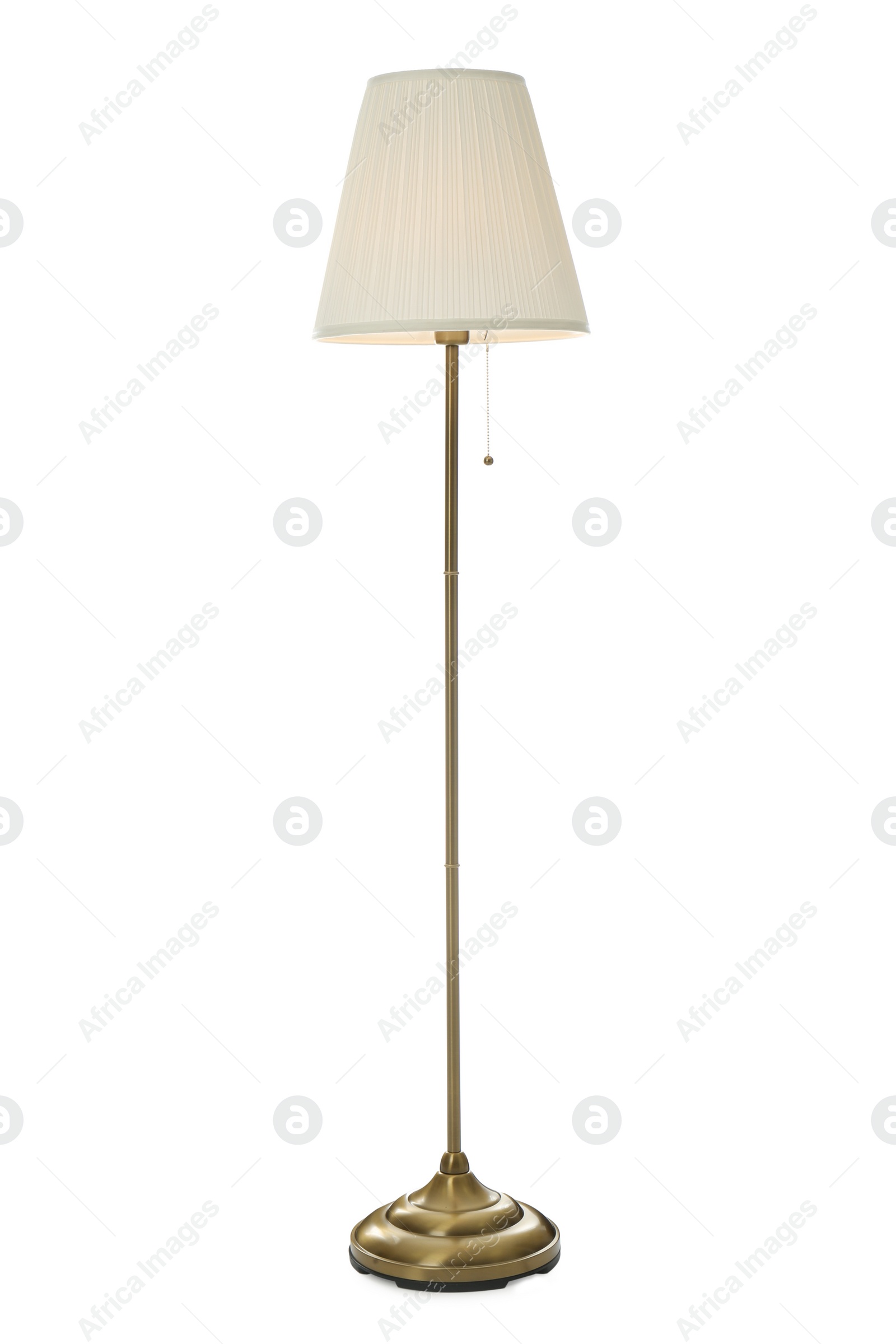 Photo of Stylish elegant floor lamp isolated on white