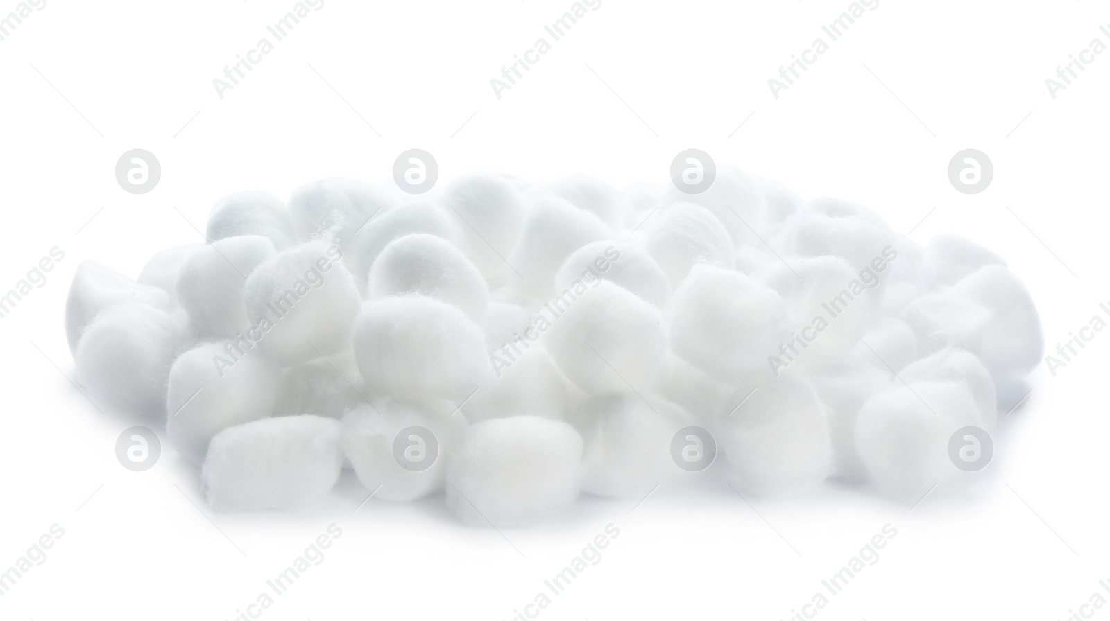 Photo of Heap of cotton balls on white background