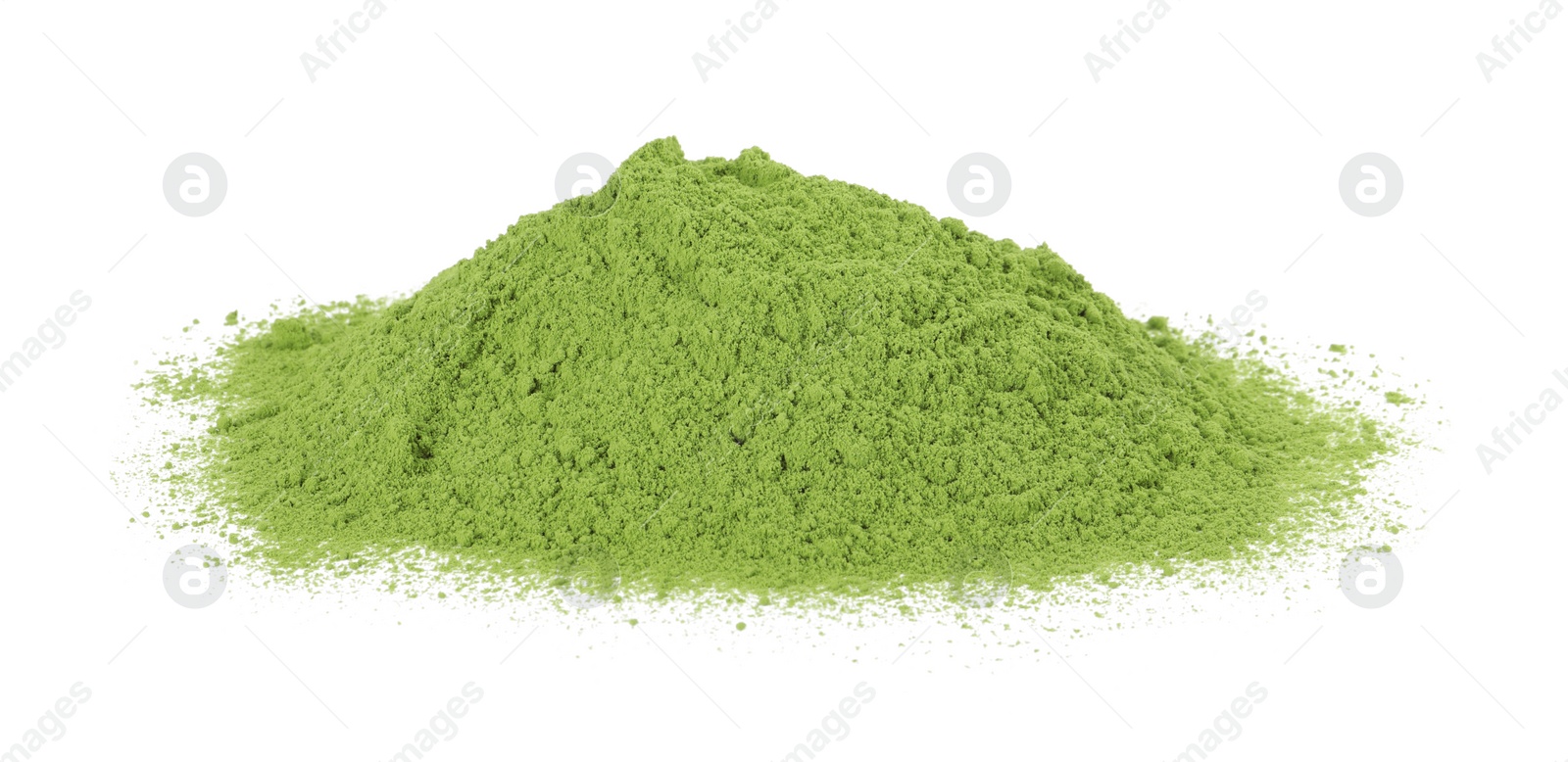 Photo of Pile of green matcha powder isolated on white