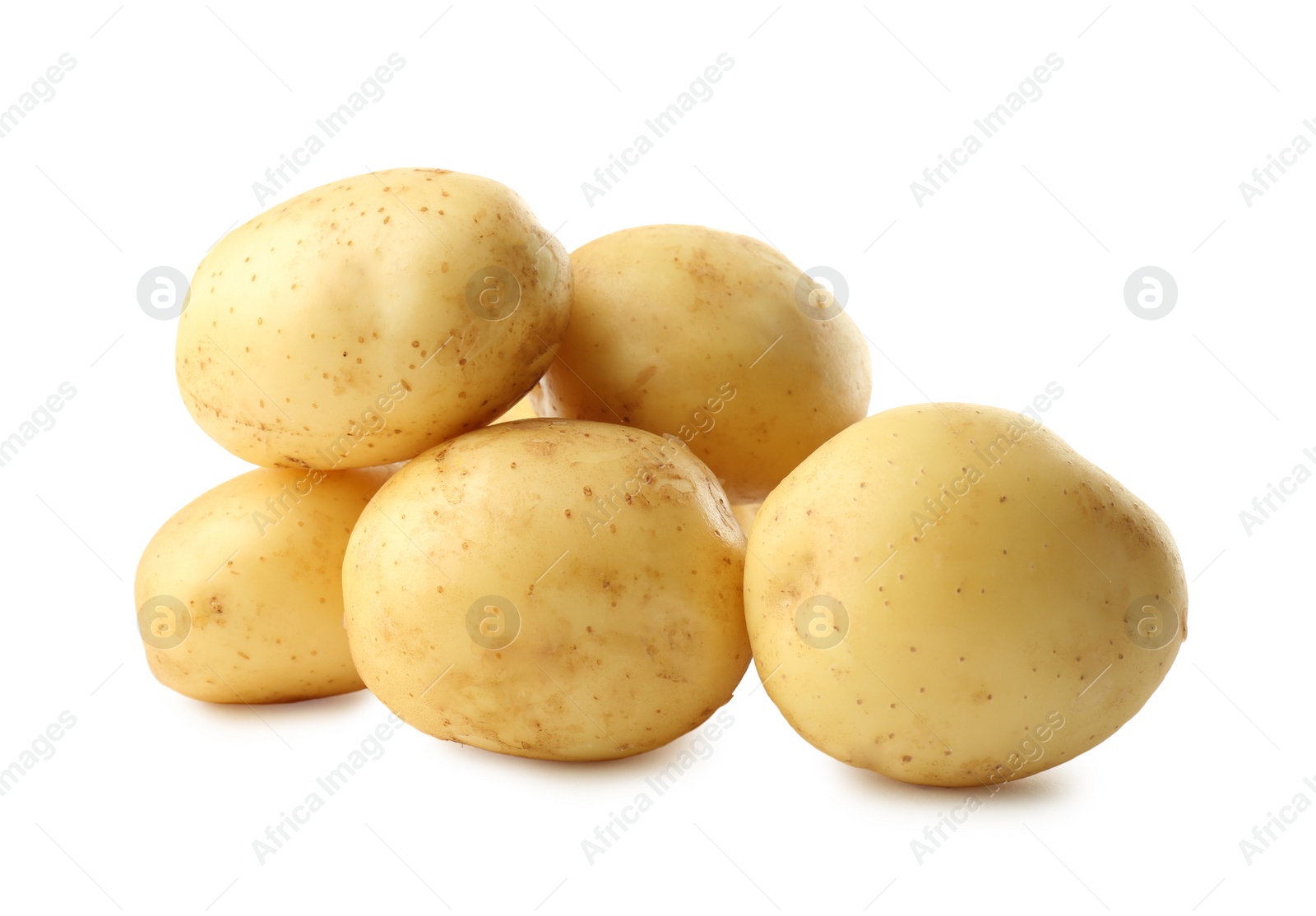 Photo of Fresh raw organic potatoes on white background