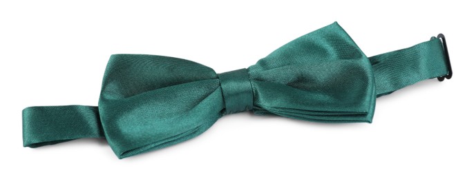 Photo of Stylish green bow tie isolated on white