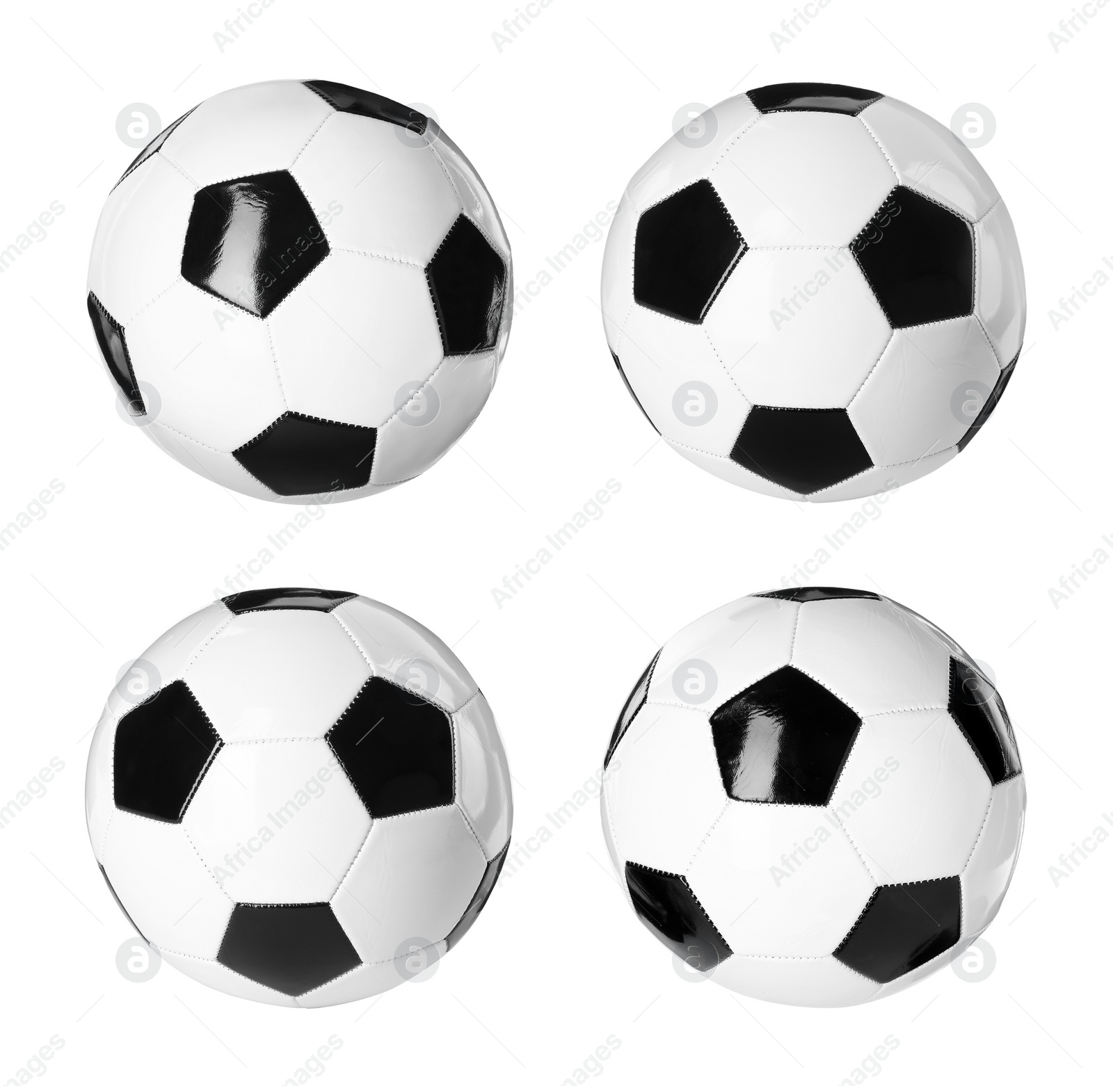 Image of Soccer ball isolated on white, different sides