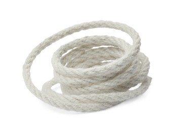 Photo of Bundle of hemp rope isolated on white