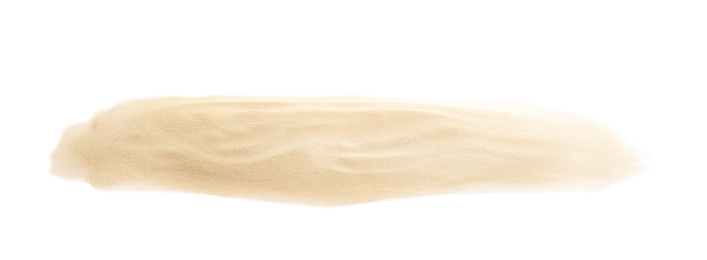 Photo of Pile of dry beach sand on white background