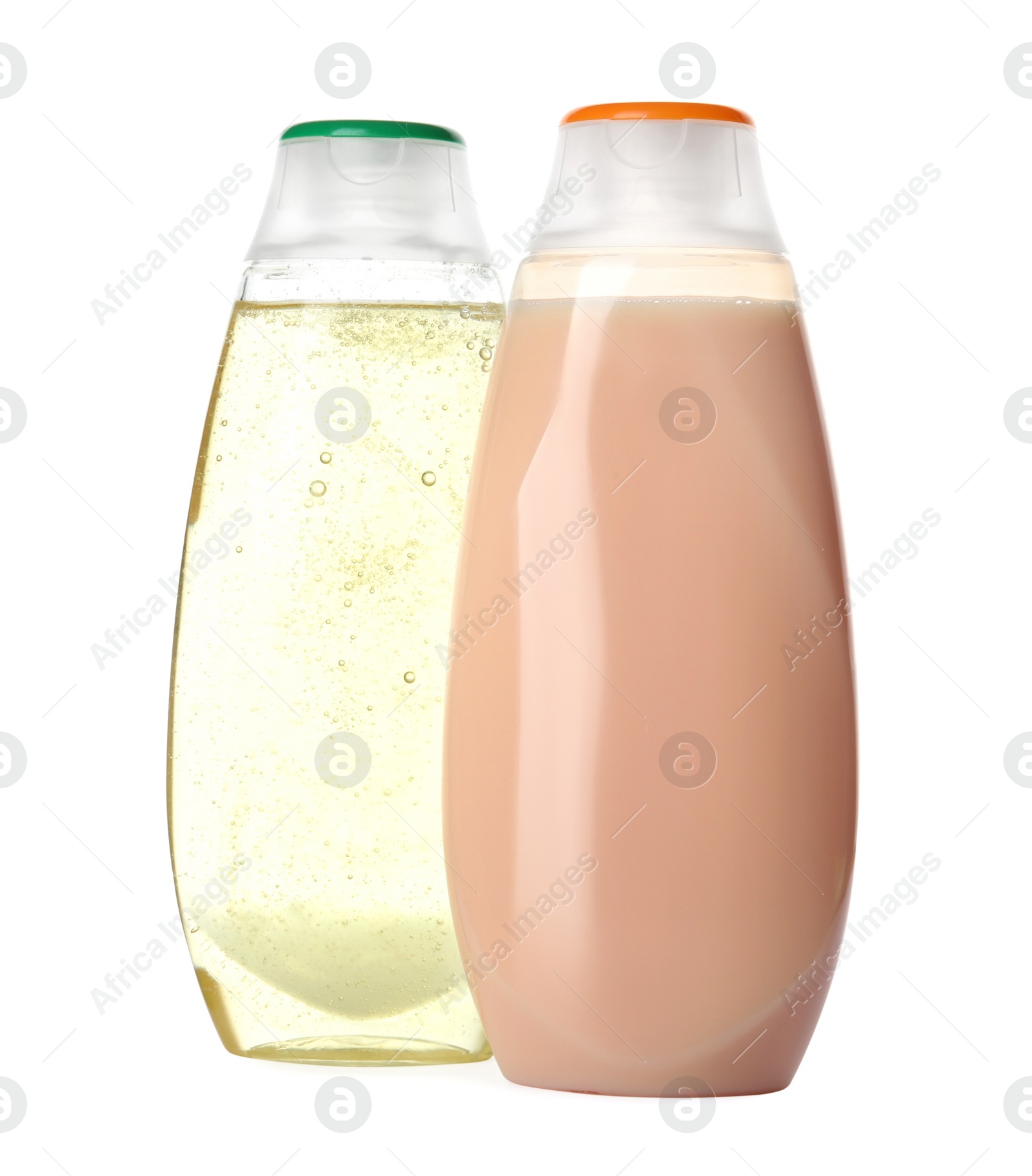 Photo of Bottles with shower gel isolated on white