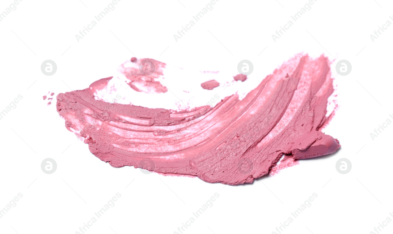 Photo of Smear of nude lipstick on white background