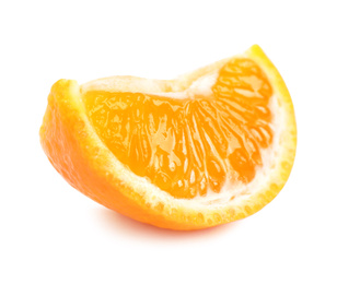 Fresh juicy tangerine segment isolated on white