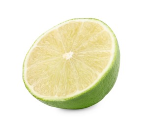 Photo of Citrus fruit. Half of fresh lime isolated on white