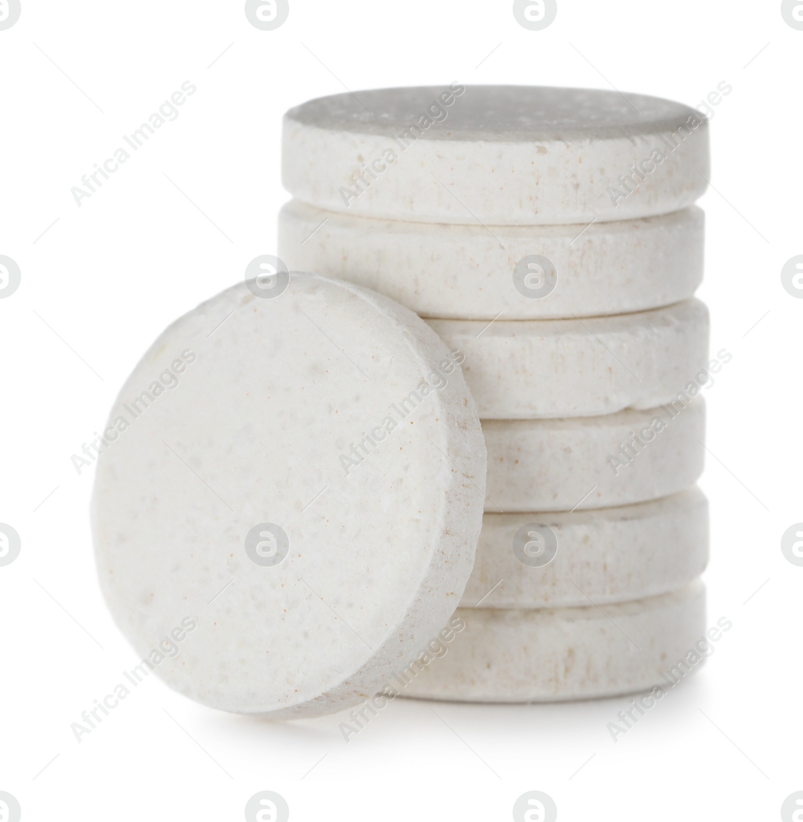 Photo of Pile of vitamin pills on white background