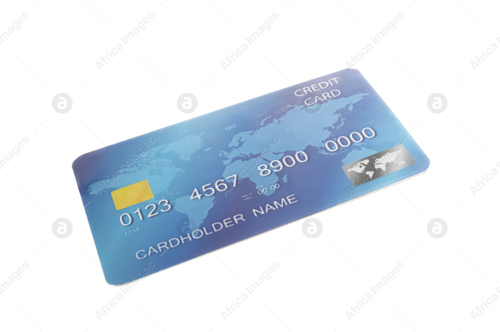 Photo of Blue plastic credit card isolated on white