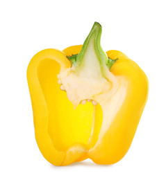 Cut yellow bell pepper isolated on white