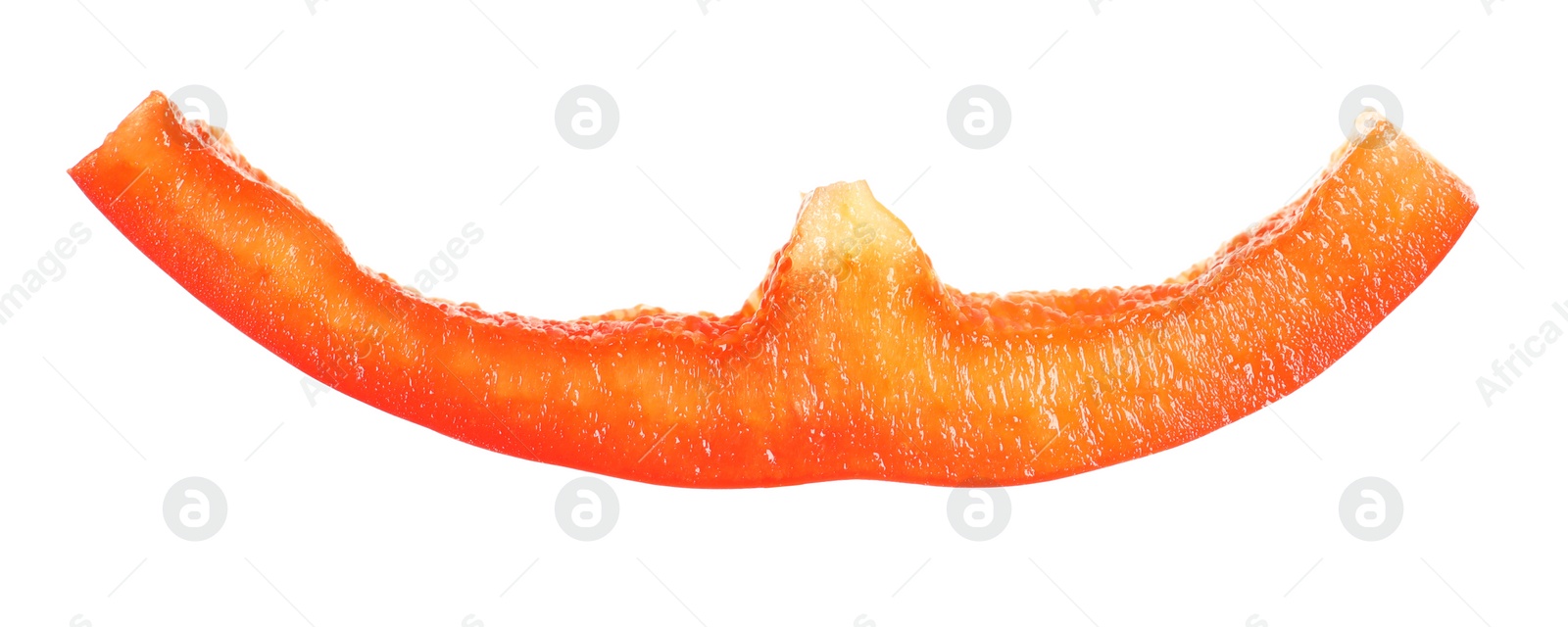 Photo of Slice of ripe red bell pepper on white background