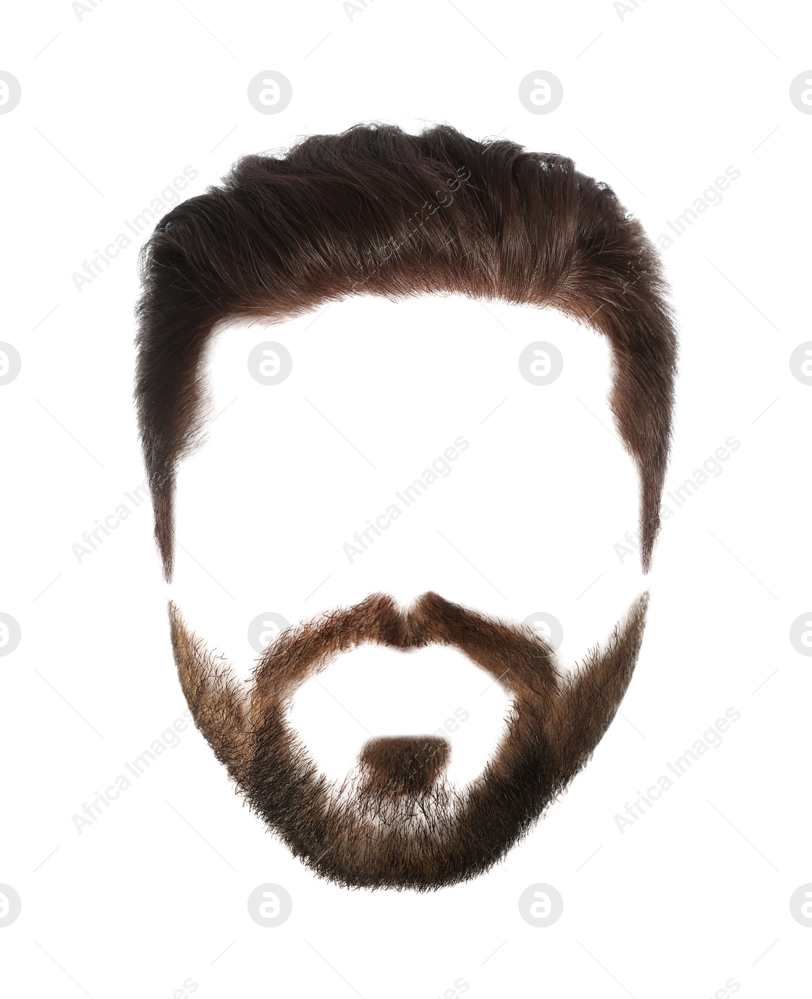 Image of Male hairstyle with beard and mustache isolated on white