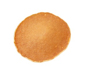 Photo of One fresh pancake isolated on white. Tasty breakfast